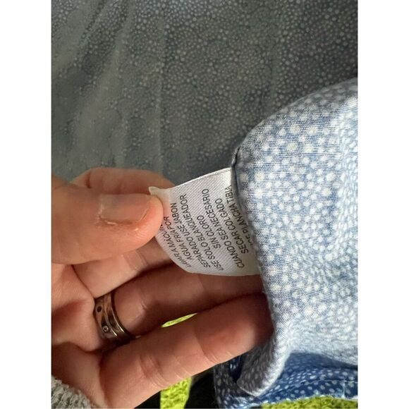 Platino men's blue and cream dotted long sleeve button down shirt M - Picture 3 of 5